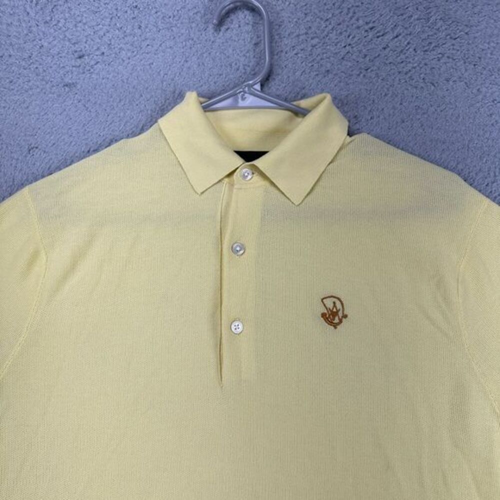 Crittenden‎ Sweater Adult Small Yellow Fine Knit Pullover Polo Short Sleeve Mens